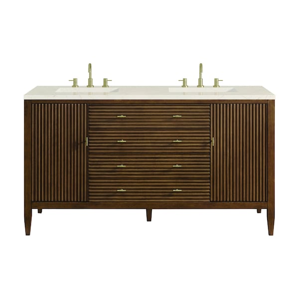 James Martin Vanities 60'' Double Vanity, Mid Century Walnut w/ 3 CM Eternal Marfil Quartz Top 485-V60D-WLT-3EMR - main